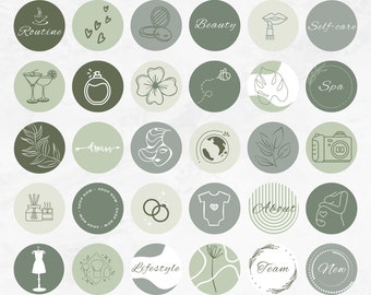 Sage Green Instagram Highlight Covers | Aesthetic Story Icons (Canva Template)