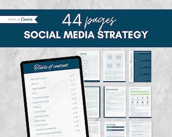 Social Media Marketing Strategy Template | 44-Page Canva Business Planner (Digital Download)