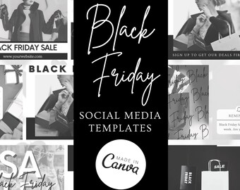 Black Freitag Social Media Templates - Canva Design (Digitaler Download)