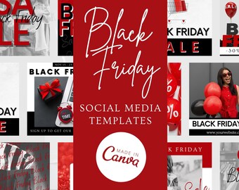 Black Freitag Social Media Templates - Canva Design (Digitaler Download)