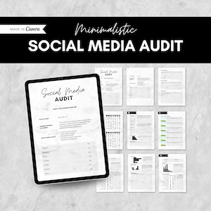 Social Media Audit Canva Template | For Businesses, Freelancers, Agency, Social Media Manager | Aesthetic | Minimalist Design