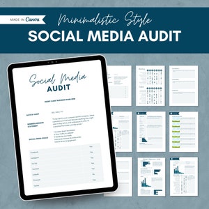 Social Media Audit - Instant Access Canva Template - Business,Freelancer,Agency,Social Media Manager - Aesthetic - Branding - Minimalistic