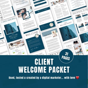 Client Welcome Packet Template, Client Onboarding Template, Virtual Assistant Welcome Packet, Canva Template, Social Media Manager Template
