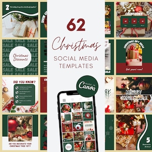 62 CHRISTMAS Social Media Canva Templates - Social Media Design - Engagement Booster - Branding - Holiday - Instagram - Facebook