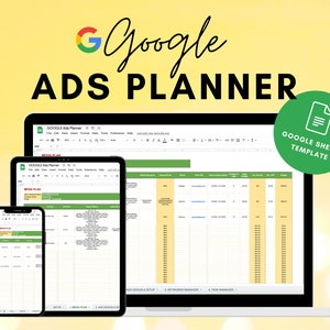 GOOGLE ADS PLANNER - Social Media Marketing Planner - Social Media Ads and Advertising Campaigns - Instant Access - Edit and Customize