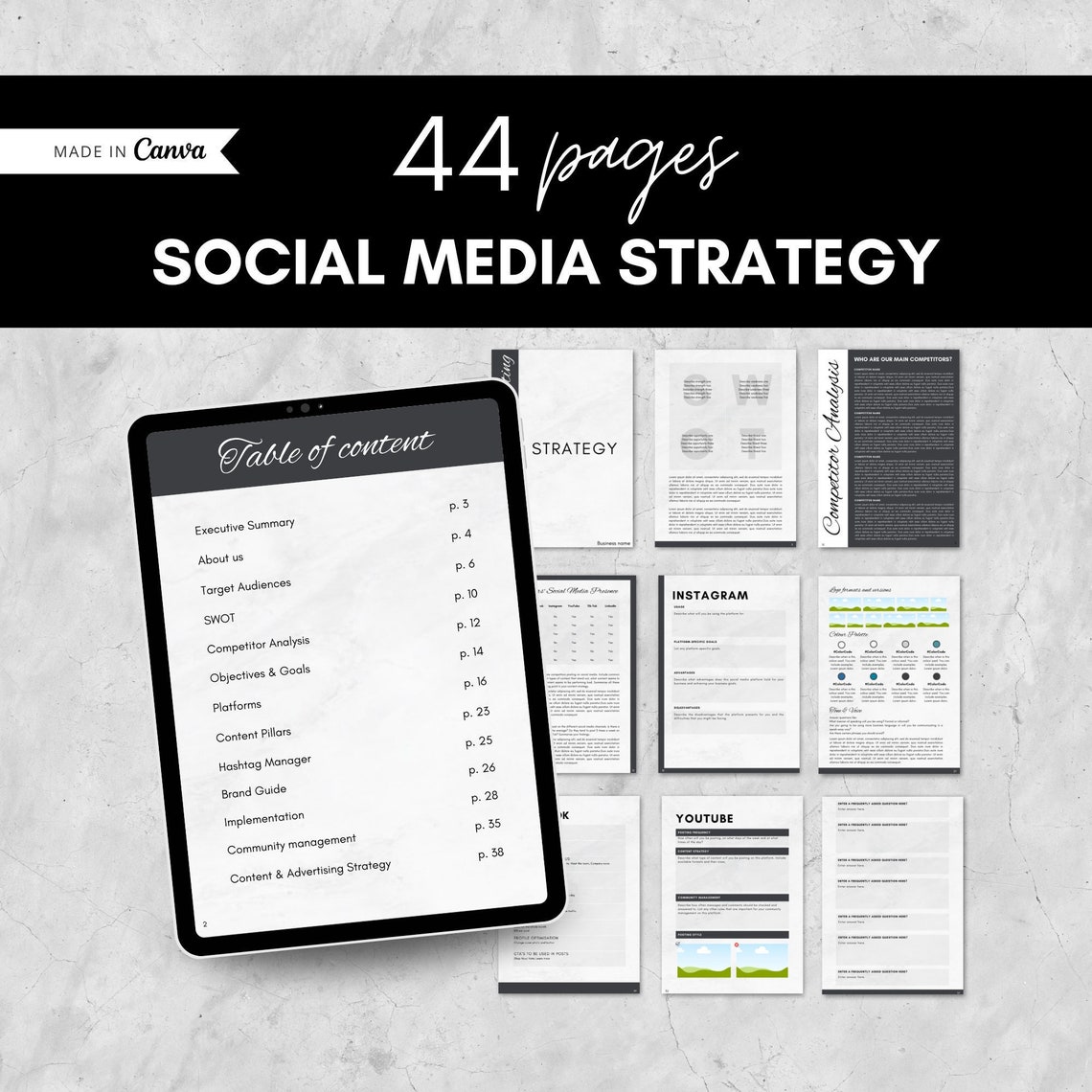 Social Media Strategy Template | Canva Template | Business Template ...
