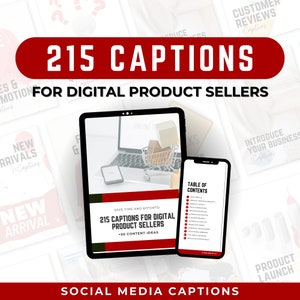 215 Captions for Digital Product Sellers, Instagram Caption Templates, Social Media Captions, Pre-written, Fill-in-the-blanks
