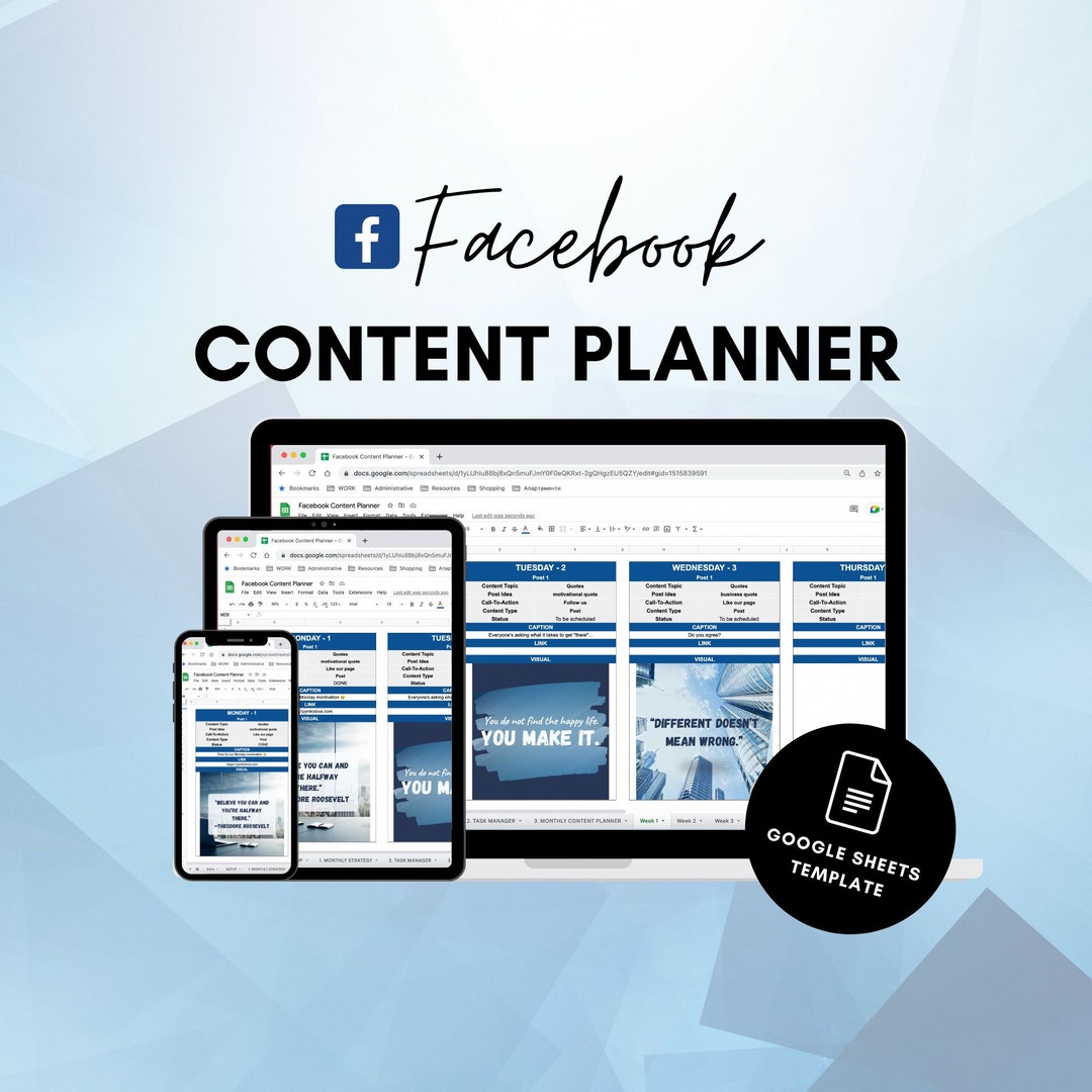 Facebook Content Planner Facebook Planner Facebook Content Calendar