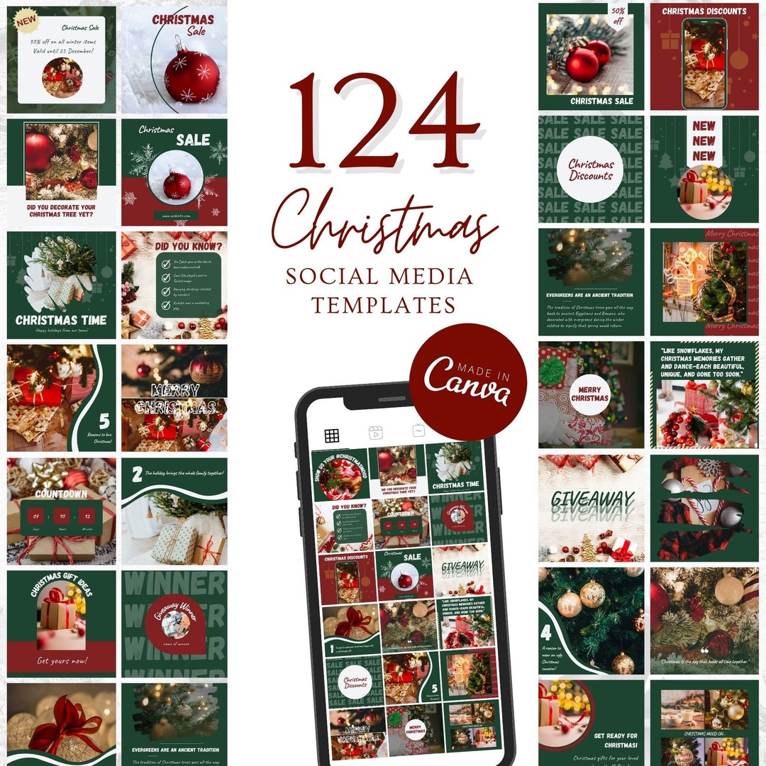 124 Christmas Social Media Posts Canva Templates Social Media Design