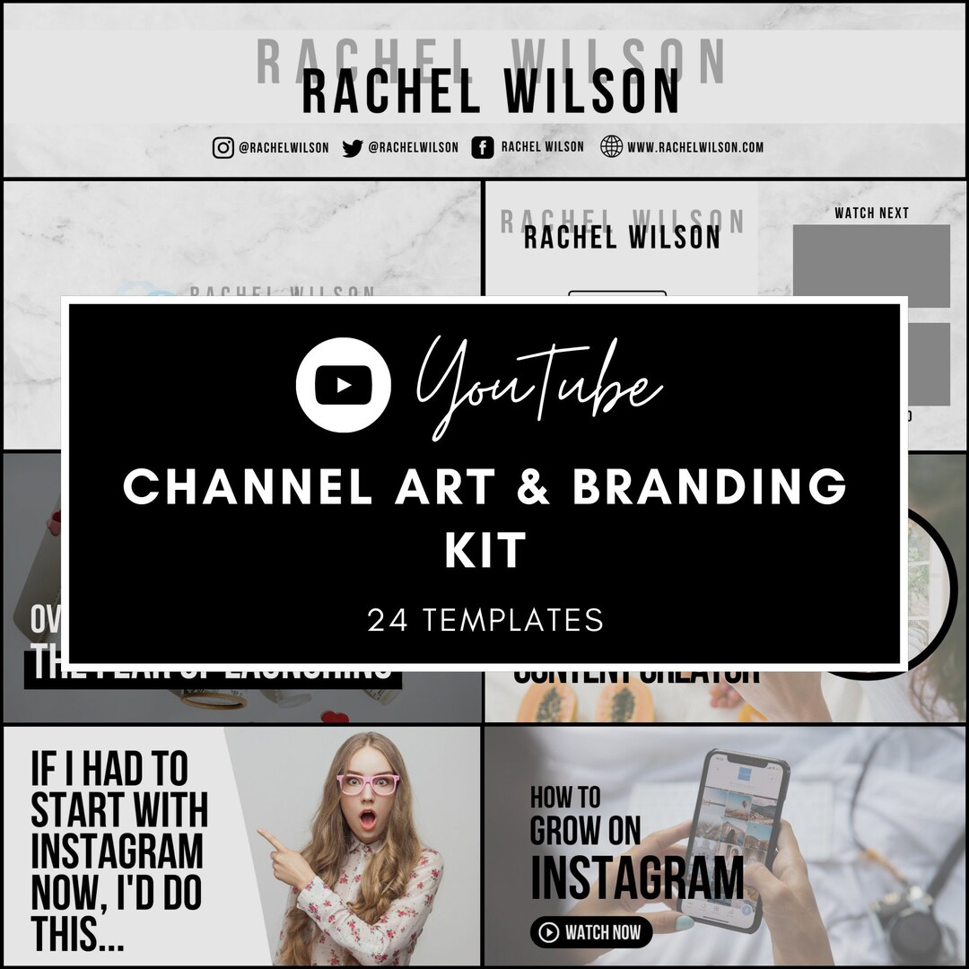 Youtube Channel Art & Branding Kit Canva Templates Thumbnails Intro Outroendscreen Channel