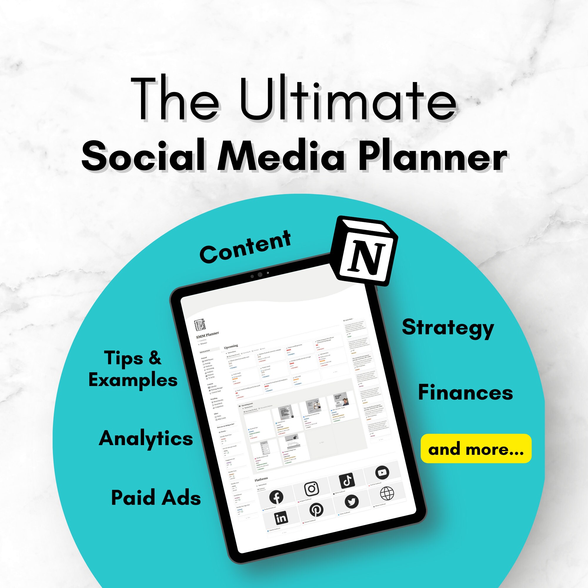 Notion template social media notion planner notion content etsy