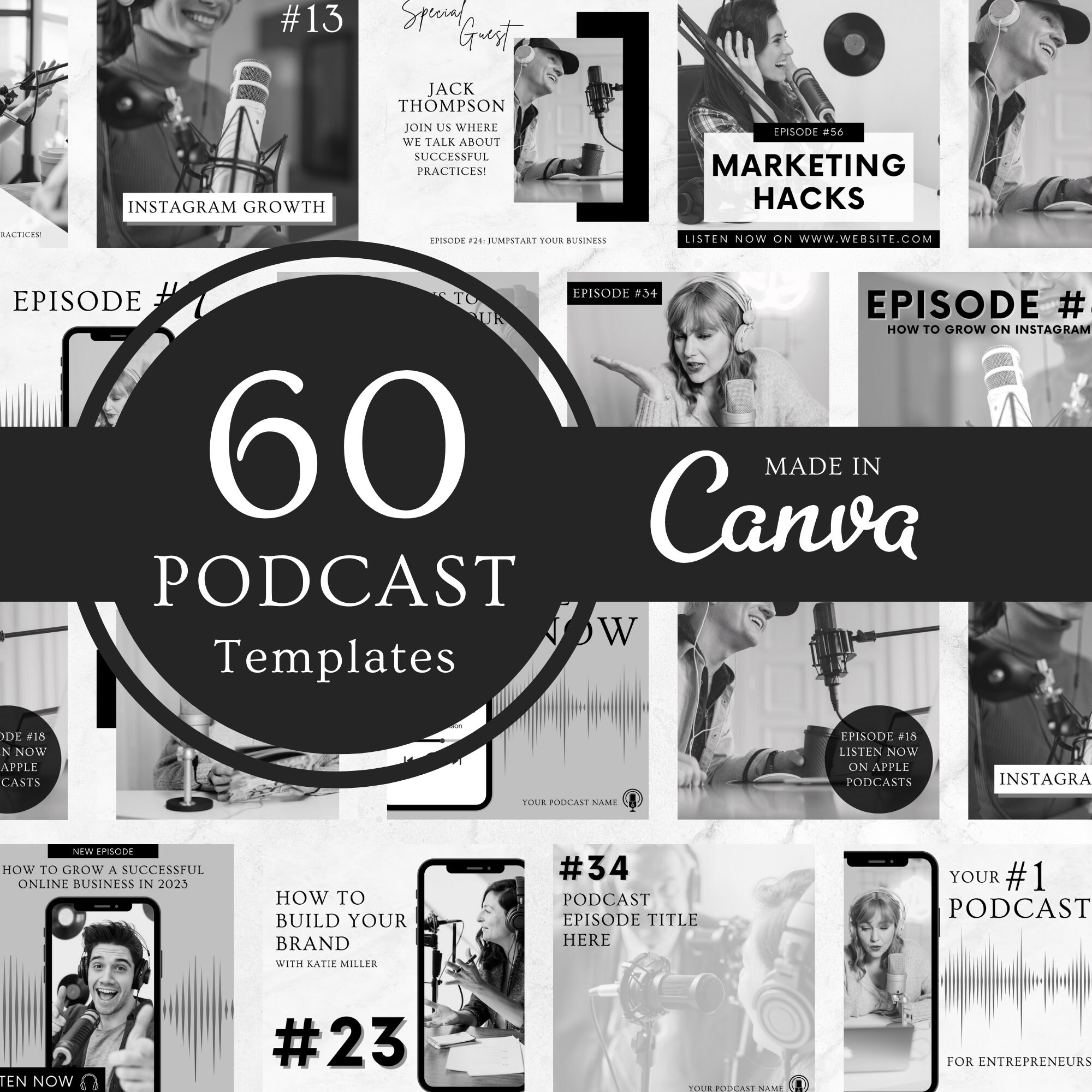 Podcast Templates Bundle for Social Media | Canva Templates | Instagram ...