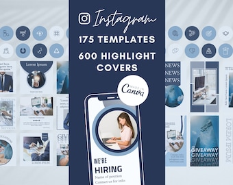 Blue Instagram Templates – Story & Post Canva Bundle (Digital Download)