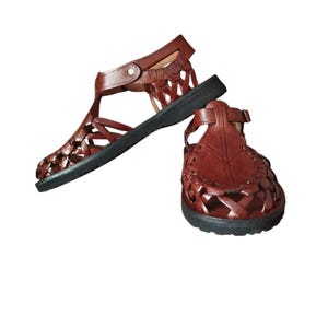 Stylish Women Gladiator Sandals, Fisherman Sandals Natural Brown Leather Barefoot Sandal handmade with buckles, Genuine Leather Summer Shoes image 5