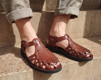 Stylish Women Gladiator Sandals, Fisherman Sandals Natural Brown Leather Barefoot Sandal handmade with buckles, Genuine Leather Summer Shoes