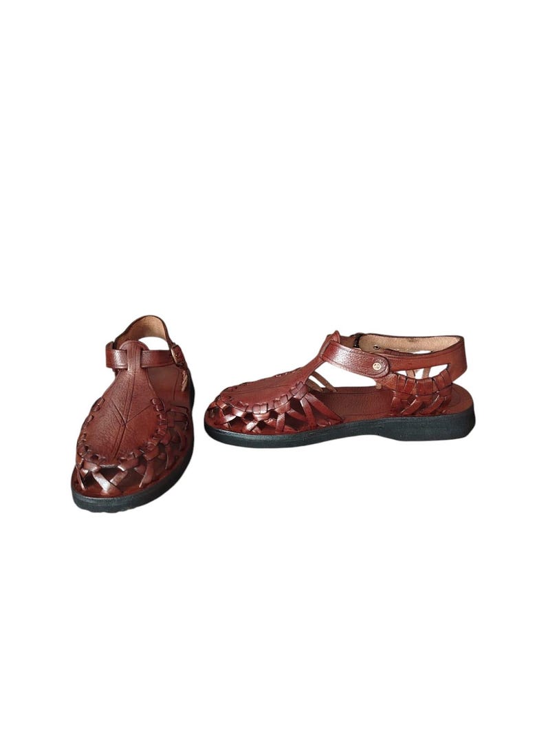 Stylish Women Gladiator Sandals, Fisherman Sandals Natural Brown Leather Barefoot Sandal handmade with buckles, Genuine Leather Summer Shoes image 6