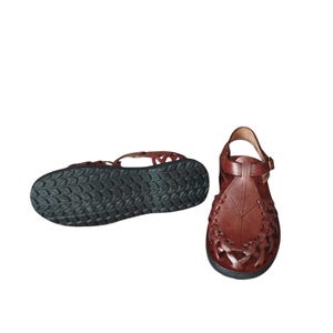 Stylish Women Gladiator Sandals, Fisherman Sandals Natural Brown Leather Barefoot Sandal handmade with buckles, Genuine Leather Summer Shoes image 7