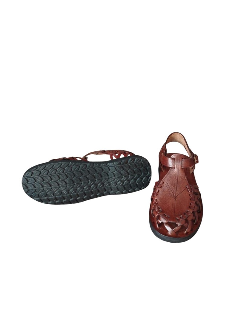 Stylish Women Gladiator Sandals, Fisherman Sandals Natural Brown Leather Barefoot Sandal handmade with buckles, Genuine Leather Summer Shoes image 7