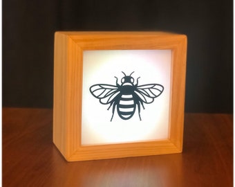 BEE HAPPY Bumblebee rustic tin night light w// bulb