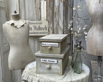 Duo of old wooden apothecary boxes with lids in the original lacquer***