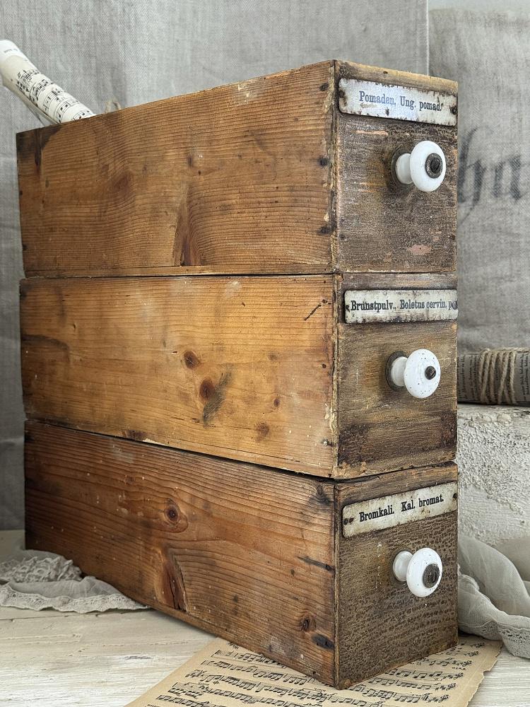 古道具 薬箱 引き出し3個セット ビンテージ