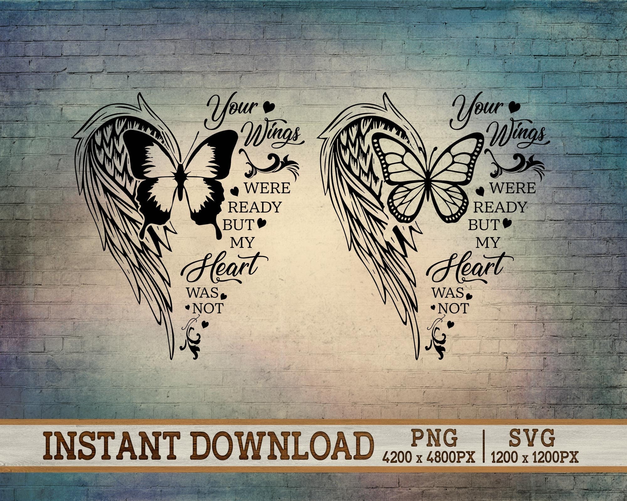 Buy Memorial Angel Wings Svg Your Wings Were Ready But My Heart Was Not