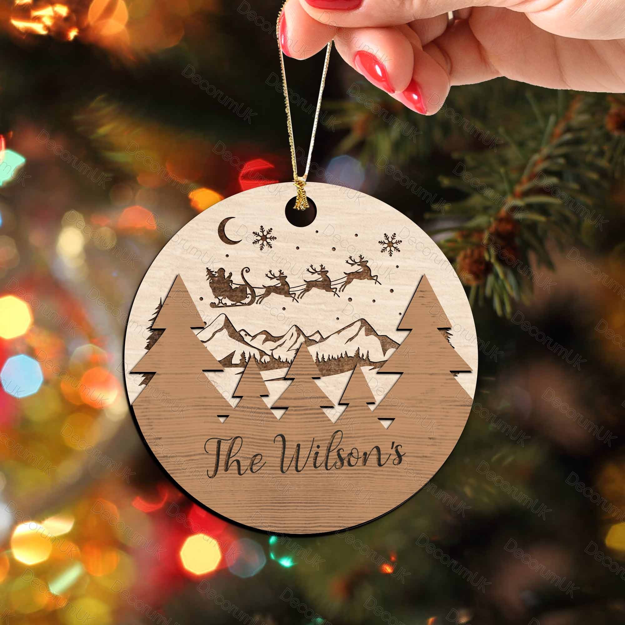 Christmas Ornament Laser Cut Files Svg Custom Name Ornament Etsy