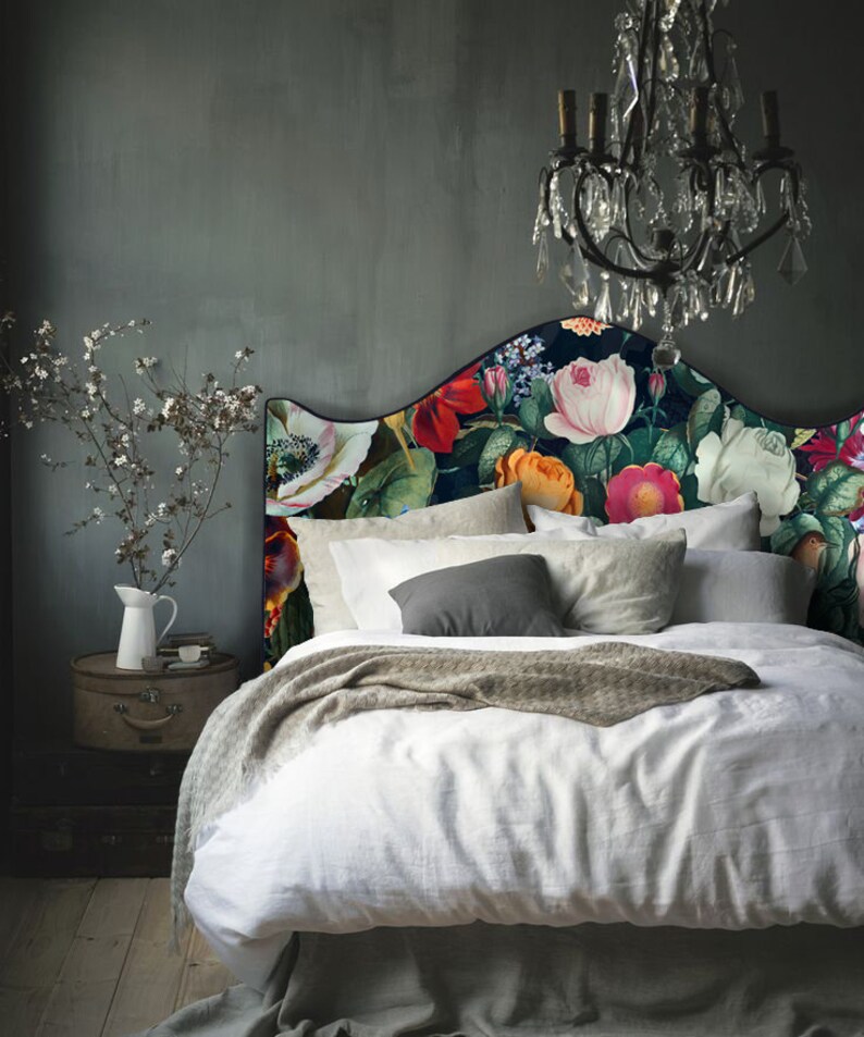 Hand Made Velvet Headboard With the Most Amazing Botanical Etsy
