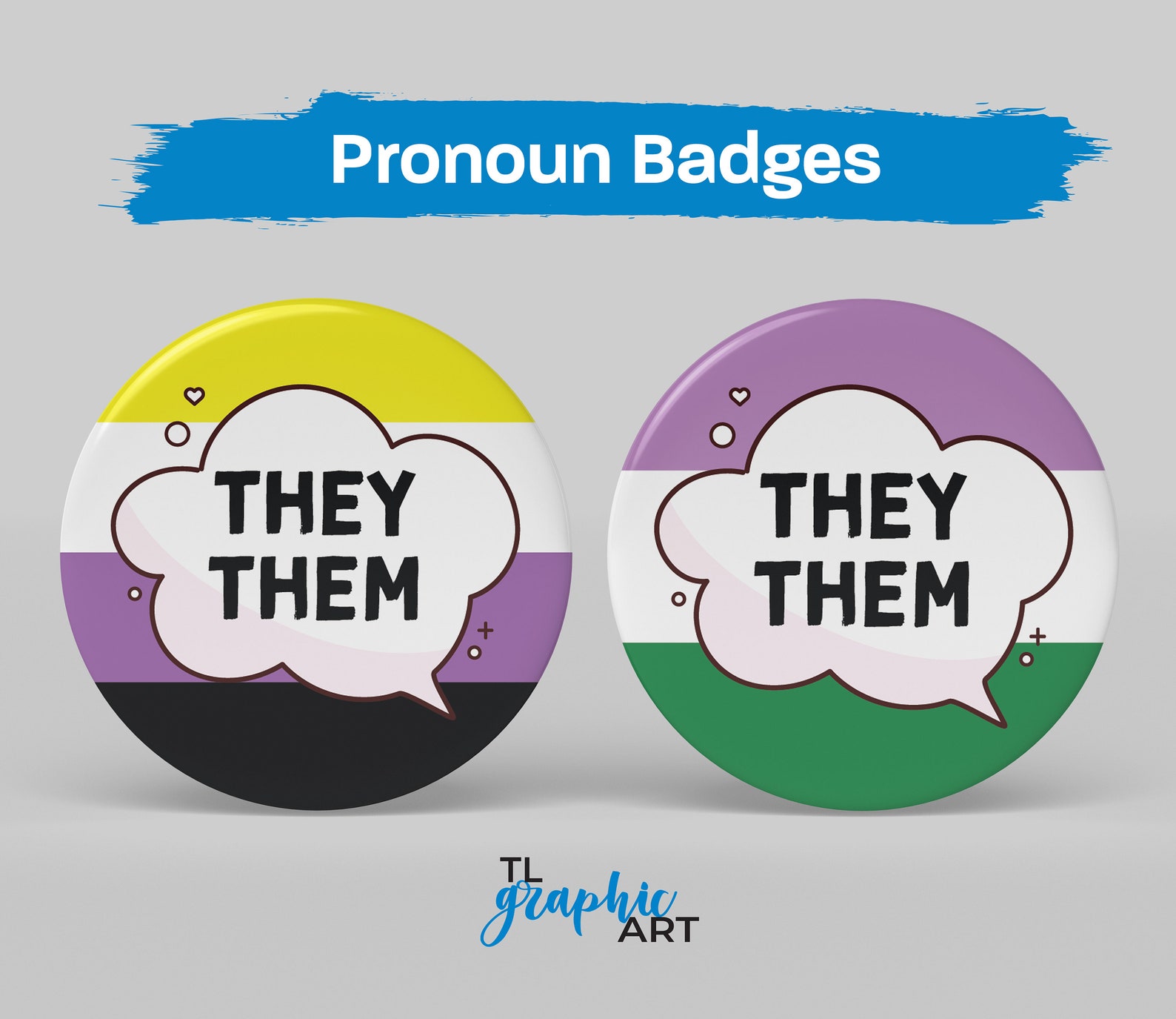 Pronoun Asexual Pride Flag / Genderfluid Pride Flag Badge Pin Etsy