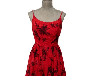 Vintage 1950's Kamehameha Hawaiian Dress Red Tiki