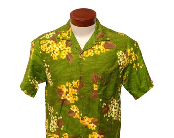 Vintage 1950's 1960's Waltah Clarke Hawaiian Shirt Aloha Shirt