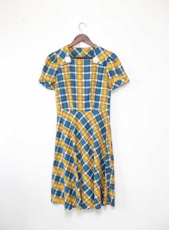 Vintage 1930's Cotton Plaid Dress