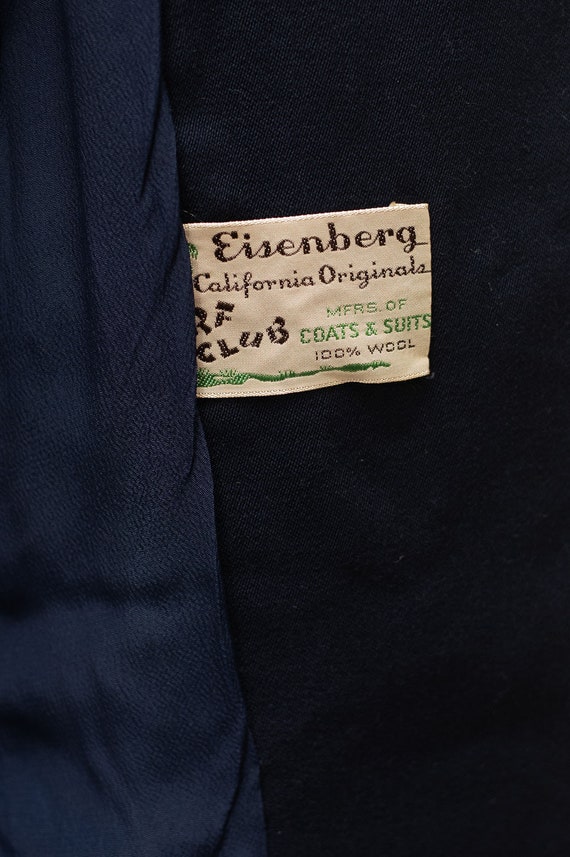 Vintage 1940's Eisenberg Turf Club Blue Blazer Su… - image 3