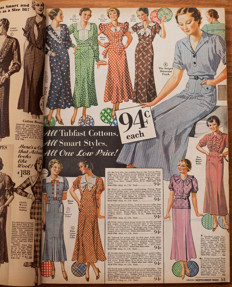 Vintage 1930's Montgomery Ward Catalog 1934 1935 Fall Winter Clothing