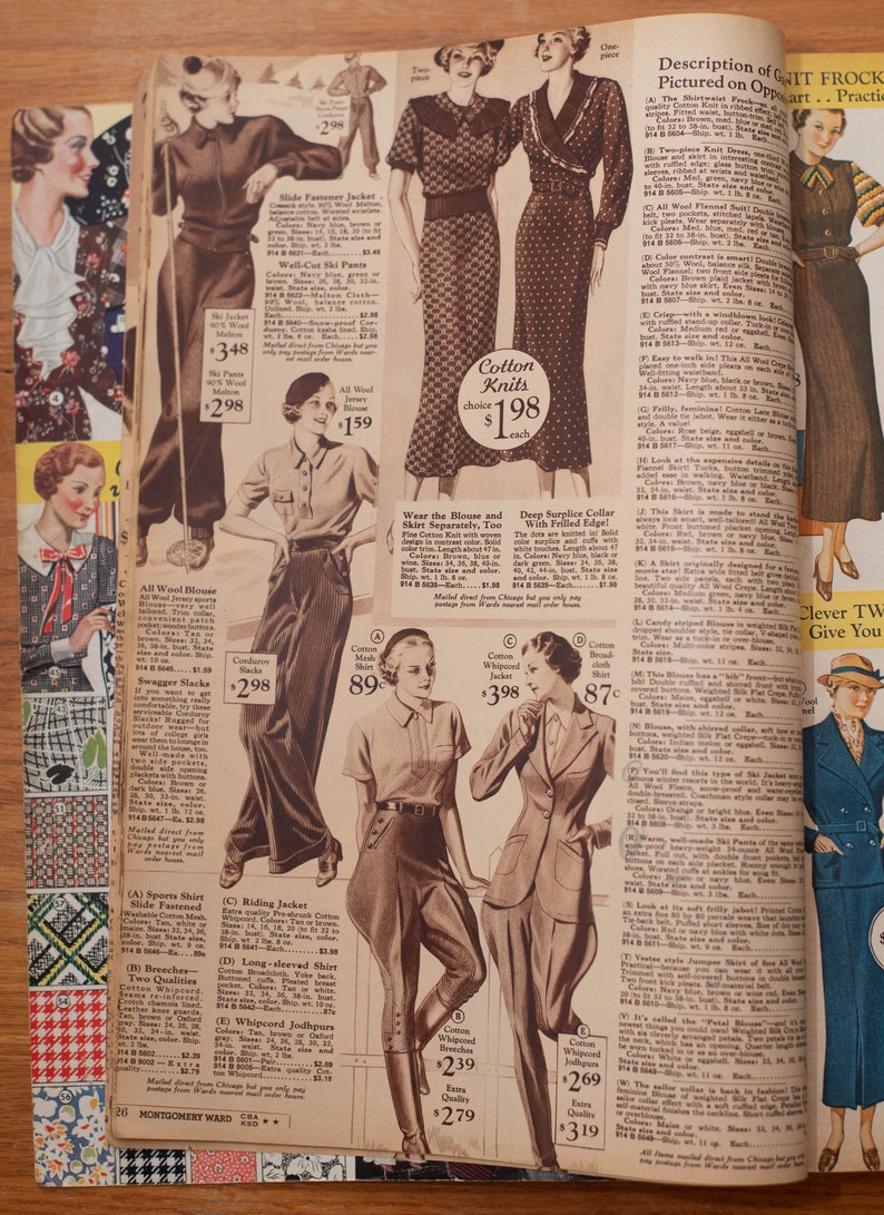 Vintage 1930's Montgomery Ward Catalog 1934 1935 Fall Winter Clothing