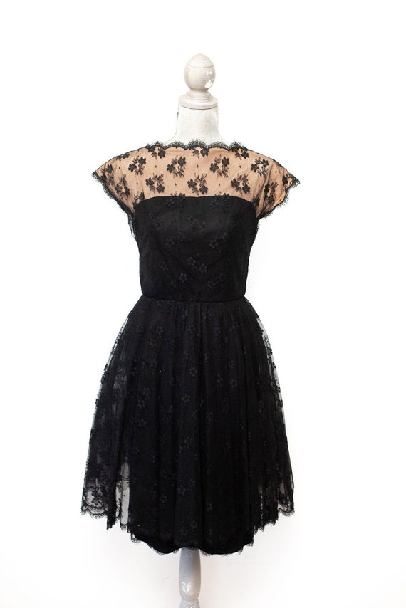 Vintage 1950's ESTEVEZ Black Dress Cocktail Dress