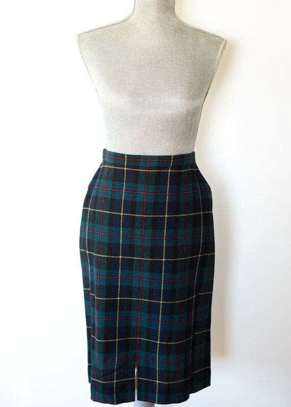 Vintage 1940's 1950's Plaid Wool Skirt