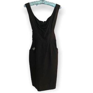 Vintage 1950s Alfred Shaheen Hawaii Black Monogramed Wiggle Bombshell Dress image 1