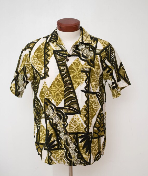 Vintage 1950's Hawaiiana Aloha Shirt Bark Cloth