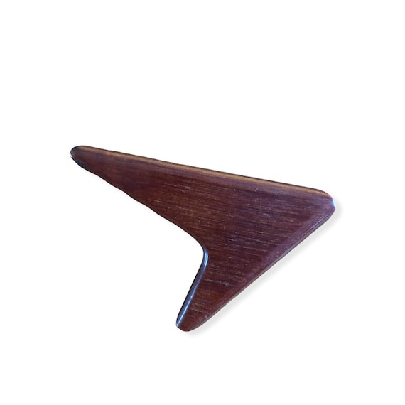 Vintage Atomic Mid Century Wooden Brooch - image 1