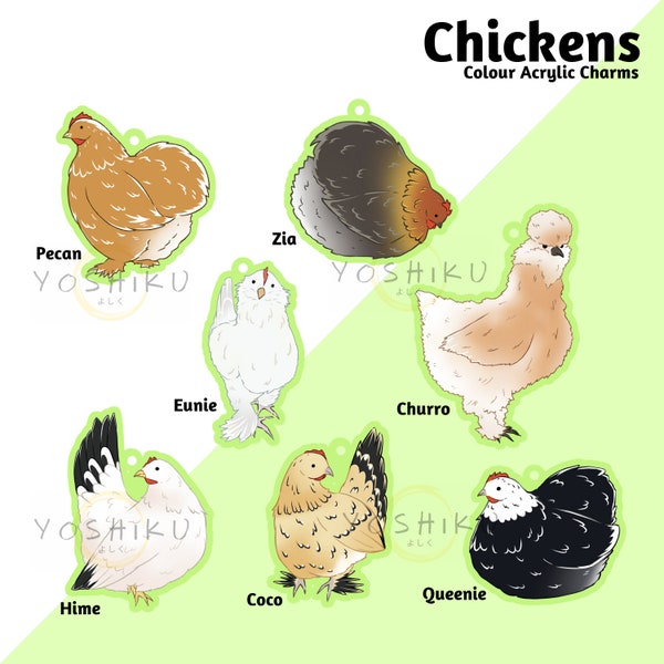 Chicken Phone Strap Charms - 1 inch (2.5cm) Cute Pet Bantam Backyard Chickens, Chooks, Hens Keychain Charm - Perfect Chicken Lover Gift