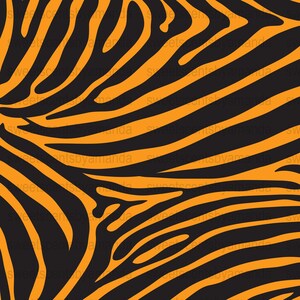 Op de afbeelding: Een naadloos patroon van oranje en zwarte strepen die lijken op de vacht van een tijger.