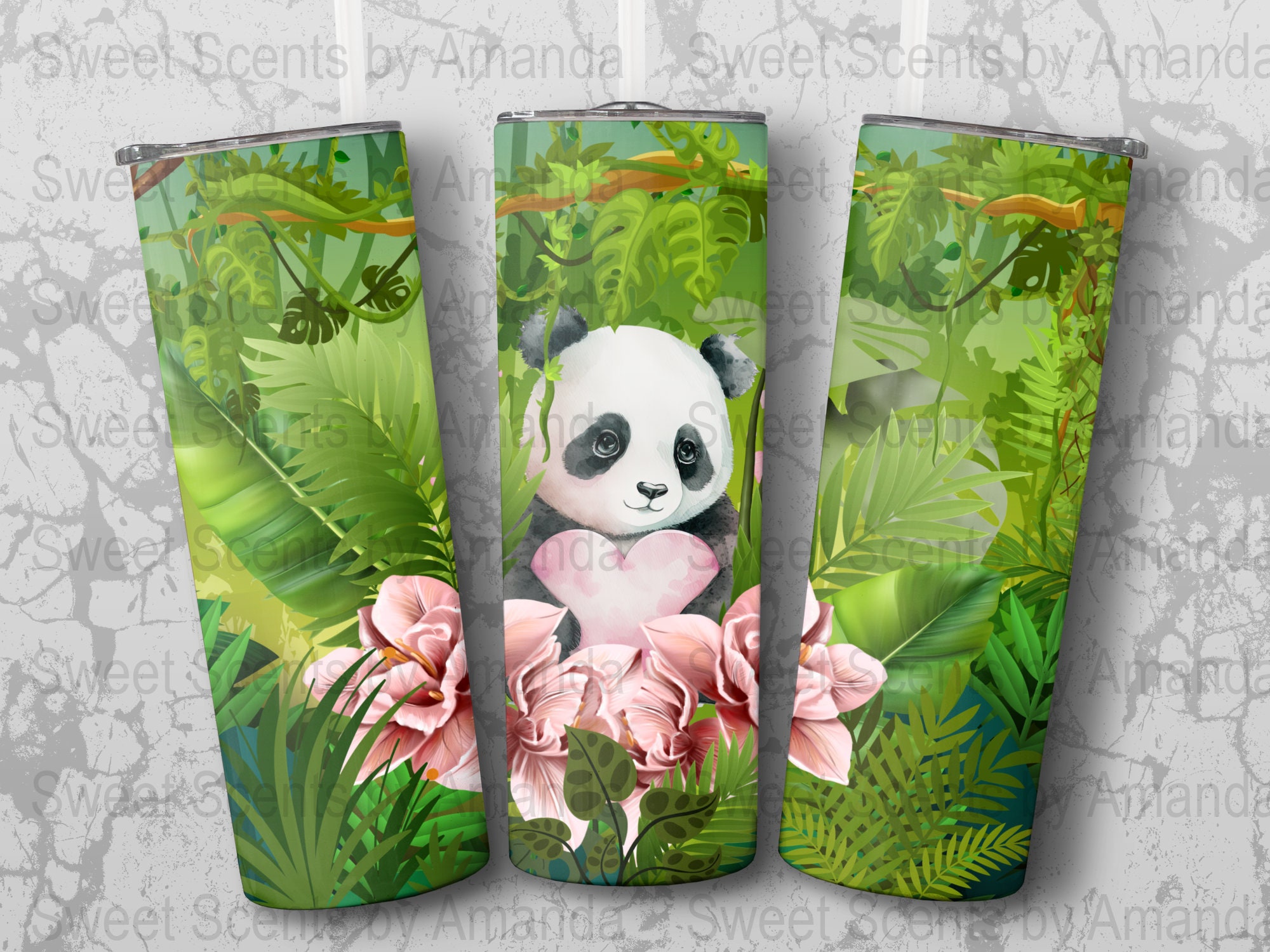 Panda Jungle Bear Png 20 Oz Skinny Tumbler Sublimation Design, Straight ...