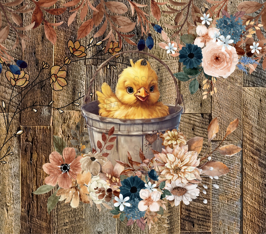 Baby Chick in Bucket Cute Chicken Digital Png 20 Oz Skinny Tumbler ...