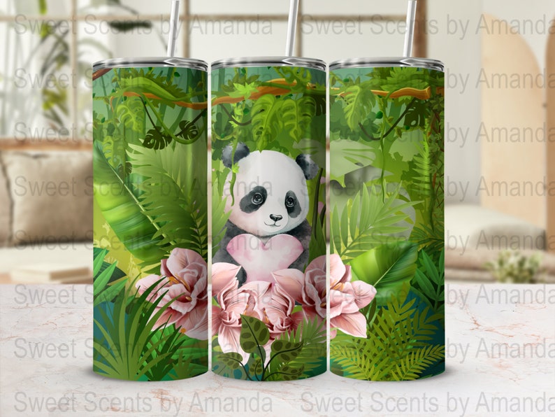 Panda Jungle Bear Png 20 Oz Skinny Tumbler Sublimation Design, Straight ...