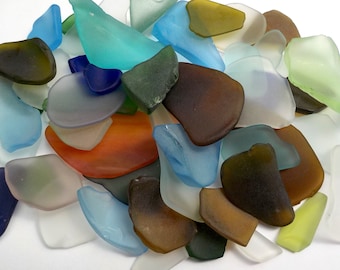 Sea glass beach glass 10 pieces colorful mix 2-6 cm