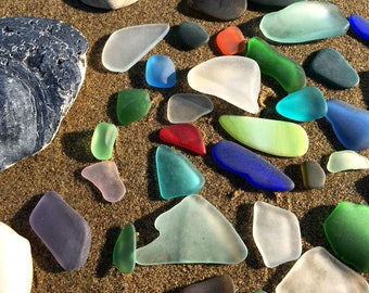 Verre de mer 2-6 cm Beachglass Seaglass 10 pièces mélange de couleurs verre de mer Oceanglass coloré