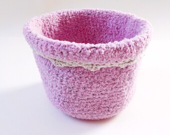 Utensio panier panier rose crocheté Rangement Ordre