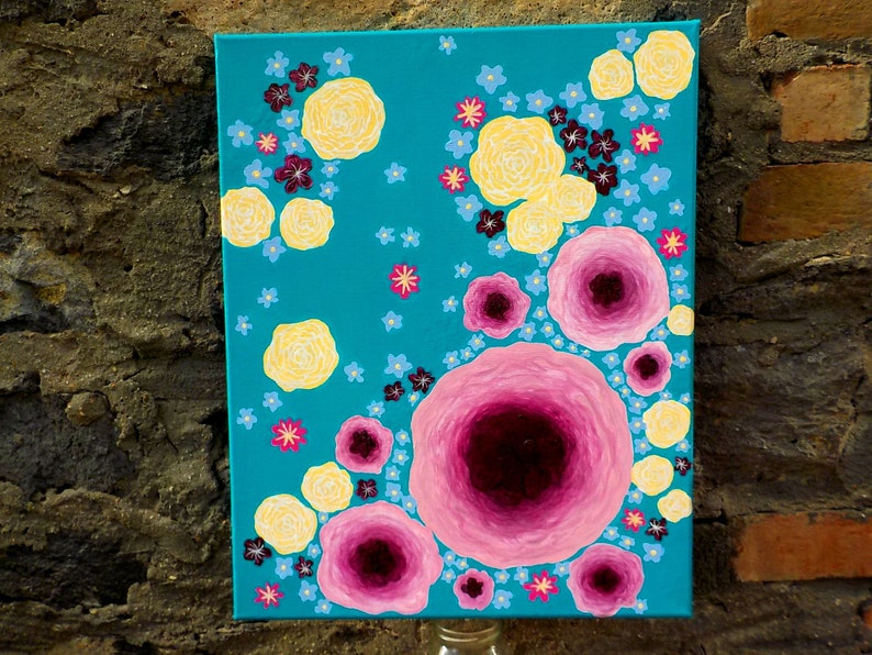 Fleurs Peinture Acrylique Image Une Seule Pièce Art Artisanat Fleurs Décoration Murale Décoration Décoration image 4