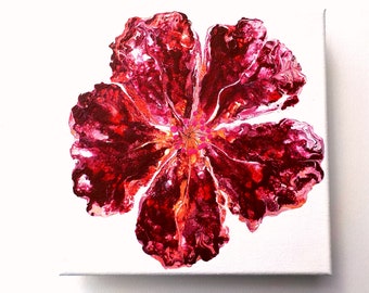 Dark Red Flower peinture acrylique peinture peinture art image mixte technique